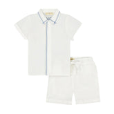 Retrokid White/Blue Shirt W Trim + Short