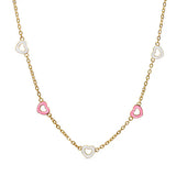 Lily Nily Heart Station Neclace Pink/White