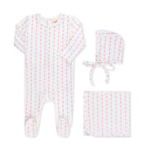 Inii Mini Heart Striped Blanket White