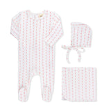 Inii Mini Heart Striped Blanket White