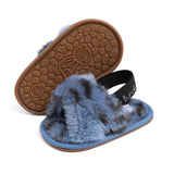 Little Bundles Leopard Blue Baby Slippers