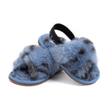 Little Bundles Leopard Blue Baby Slippers