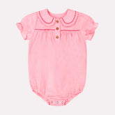 RetroKid Linen Ric Rac Baby Romper Pink