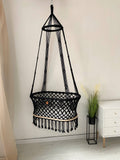 Crocheted Hanging Macrame Baby Bassinet: Ivory Cord / Bassinet with mattress / M