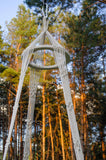 Crocheted Hanging Macrame Baby Bassinet: Ivory Cord / Bassinet with mattress / M