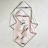Hooded Towel - Blush with Bow: 100% Cotton / 29" SQ