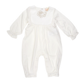 MB BNTU008 LS Embroidered Romper W Bib