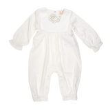 MB BNTU008 LS Embroidered Romper W Bib
