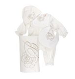 MB BNTU008 LS Embroidered Romper W Bib