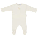 Bebe Organic Pointelle Pink Rocking horse Footie & Bonnet