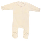 pudu Pink Bow Footie Ivory