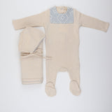 Pudu Crochet Footie Ivory-Blue