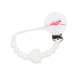 Doodle 0021 White Heart Coral Paci Clip