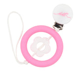 Doodle 0210 Pink W Flower Teether Paci Clip
