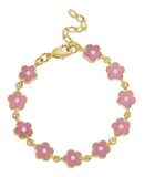 Lily Nily Flower Link Bracelet Pink