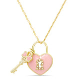 Lily Nily Heart Lock & Key Pendant Double Sided