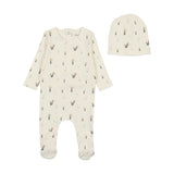 Bee & Dee HSPIG Ivory Girls Swan Print Footie & Hat
