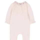Tartine et Chocolat Rose Pale Velour Embroidered Footie