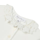Tartine et Chocolat Velour With Lace Collar Nacre Footie