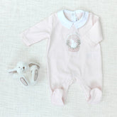 Tartine et Chocolat Bunny Print Footie Rose Pale