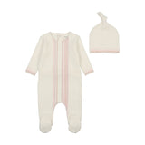 Bee & Dee HCSIG Ivory Girls Color Stitch Footie & Hat