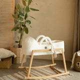 Anzy Home Knitted Baby Moses Basket W/ Hood White