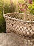 Crocheted Hanging Macrame Baby Bassinet: Ivory Cord / Bassinet with mattress / M