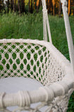 Crocheted Hanging Macrame Baby Bassinet: Ivory Cord / Bassinet with mattress / M