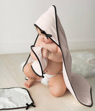Hooded Towel - Blush with Bow: 100% Cotton / 29" SQ