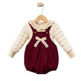 Omnis Pura Bella Lace Romper Set Burgundy