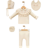 Omnis Pura Embroidered collar 5 Piece Set Beige 0-3M