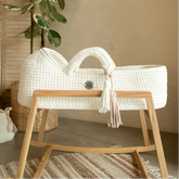 Anzy Home Hooded Baby Basket White (Natural Rocking Stand)