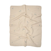 Peluche Floral Bird EMB Waffle Blanket Blue