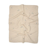 Peluche Floral Bird EMB Waffle Blanket Blue