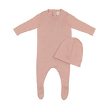 Peluche Signature Knit Footie & Beanie Blush