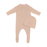 Peluche Signature Knit Footie & Beanie Rose