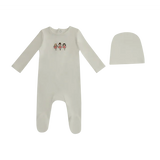 Mini Label Dancing Bunnies Footie & Hat White/Girls