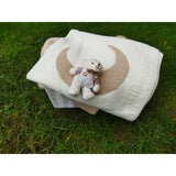 Knitted Blanket with a Teddy Bear Accessory: Ecru-Moon