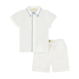 Retrokid White/Blue Shirt W Trim + Short