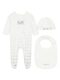 Michael Kors Heart Print Footie + Bennie + Bib Set