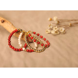 Picky BRGB Red Dye With Gold Beads Bracelet