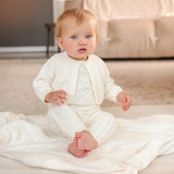 Mini P P4626 Cream Cable Cardigan Overall & Hat Set