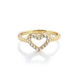 CM 14K Gold Plated Ring Open Heart Clear (Size 1)