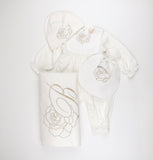 MB BNTU008 LS Embroidered Blanket hat bib Set