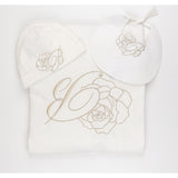MB BNTU008 LS Embroidered Blanket hat bib Set