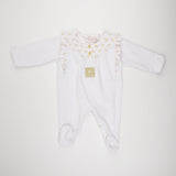 Escada 74216 White Print Yoke & Ruffle Footie