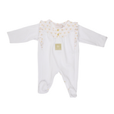 Escada 74216 White Print Yoke & Ruffle Footie