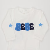 Coton Pompom 2460 Ivory Boys Bebe Footie