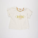 Escada Baby Snow White Logo Tee W Printed Neckline