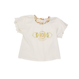 Escada Baby Snow White Logo Tee W Printed Neckline